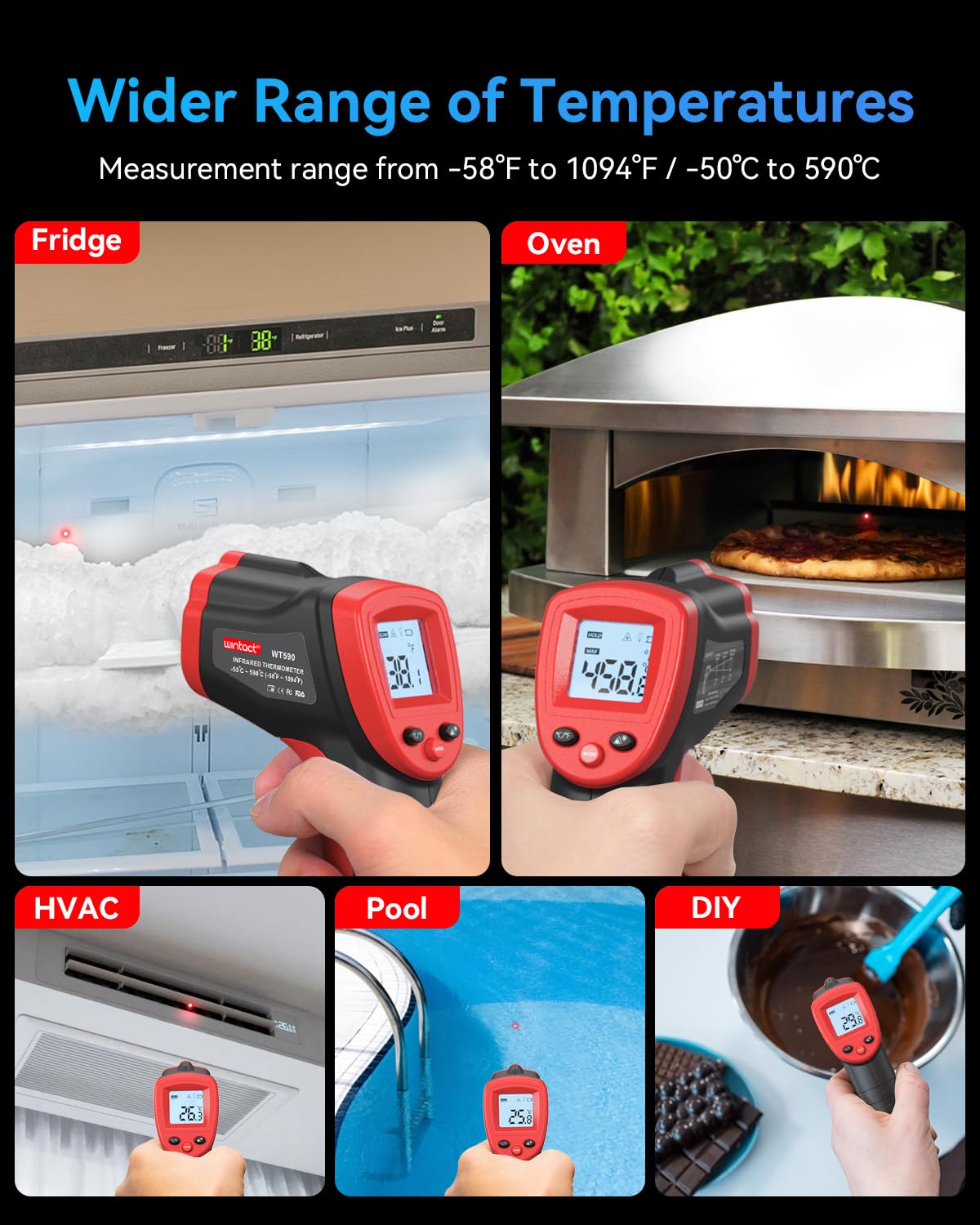 Infrared Thermometer, Digital Surface Temperature Gun -58℉ to 1094℉