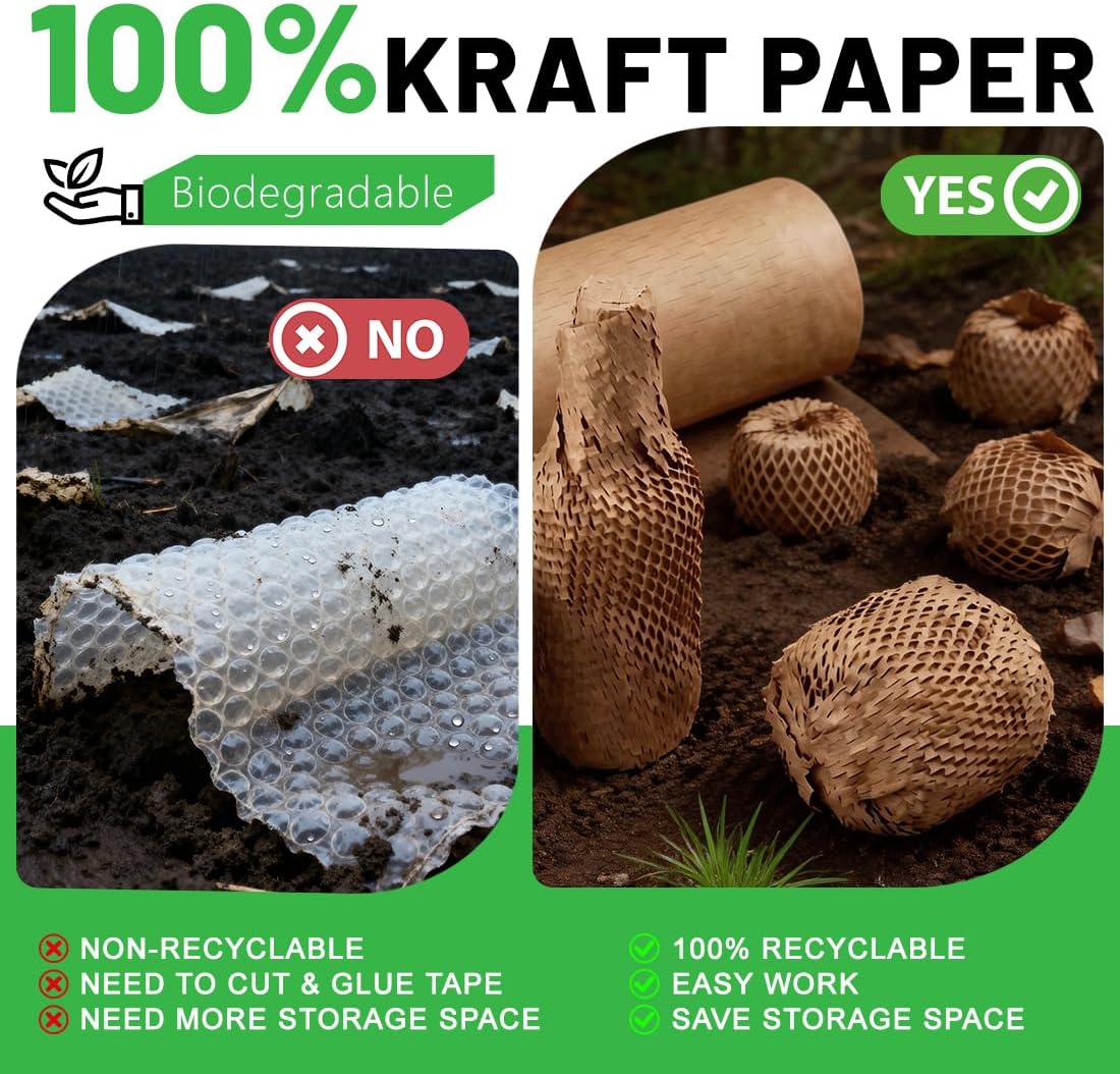 Honeycomb Packing Paper 12" W x 180' L Bubble Cushioning Wrap for Packing Moving Product Gift Wrapping Paper