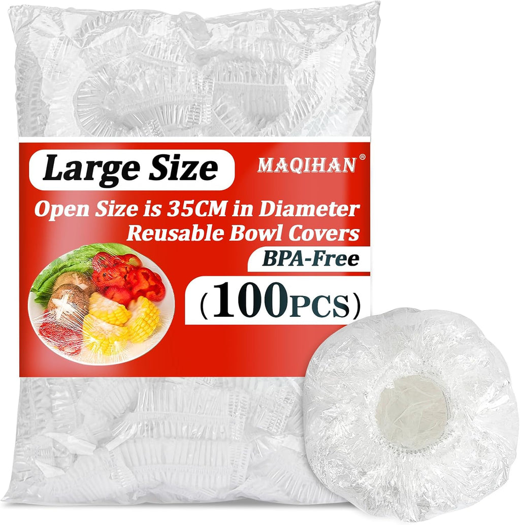 100 Bowl Covers Bread Proofing - Extra Large Plastic Wrap for Food