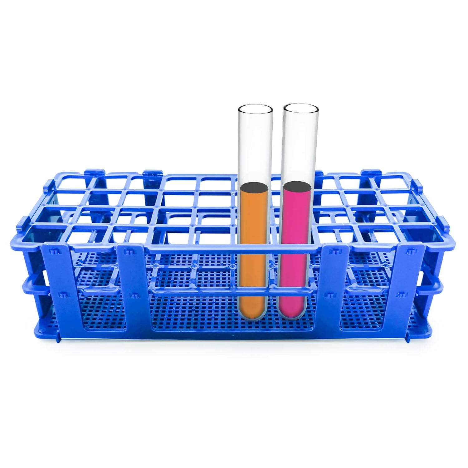 3 Packs Plastic Test Tube Rack, 40 Holes Lab Test Tube Rack Holder for 20mm Test Tubes, Blue, Detachable (40holes)