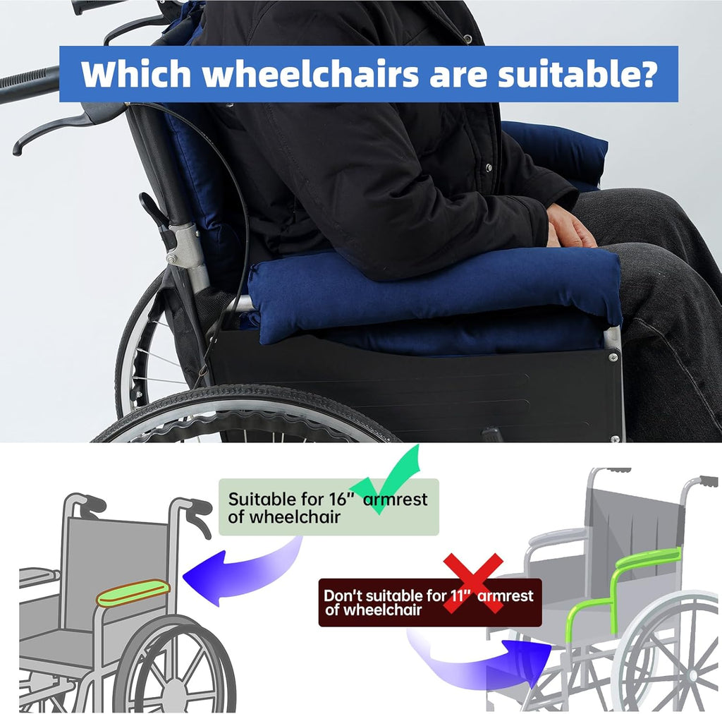 Wheelchair Cushions, Pressure Pain Relief Accessories with Armrest Covers, Supports Coccyx & Back, Non-Slip, Fits