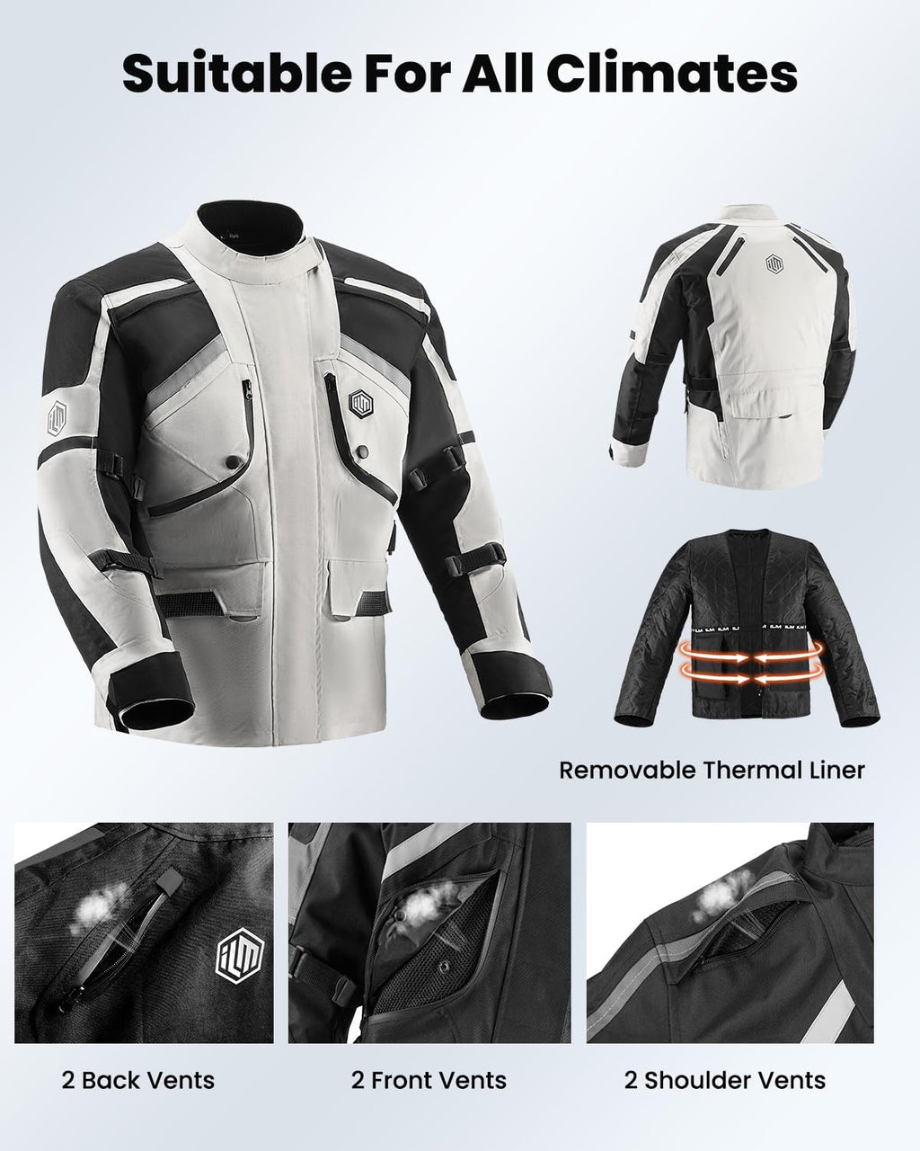 Motorcycle Jacket Adventure Mens Riding Armored Airflow Dirt Bike Touring Waterproof Clothing All Season Model RL01