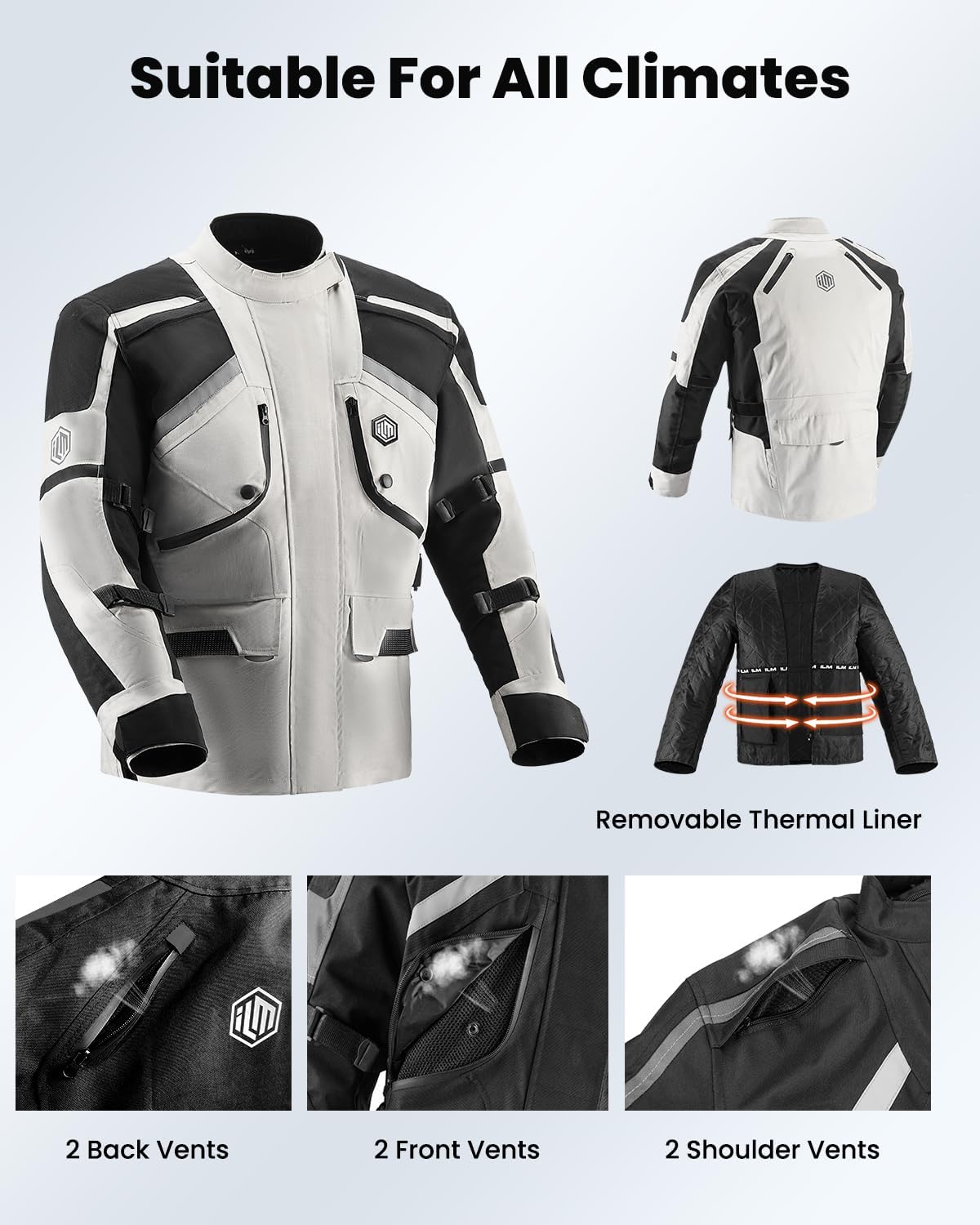 Motorcycle Jacket Adventure Mens Riding Armored Airflow Dirt Bike Touring Waterproof Clothing All Season Model RL01