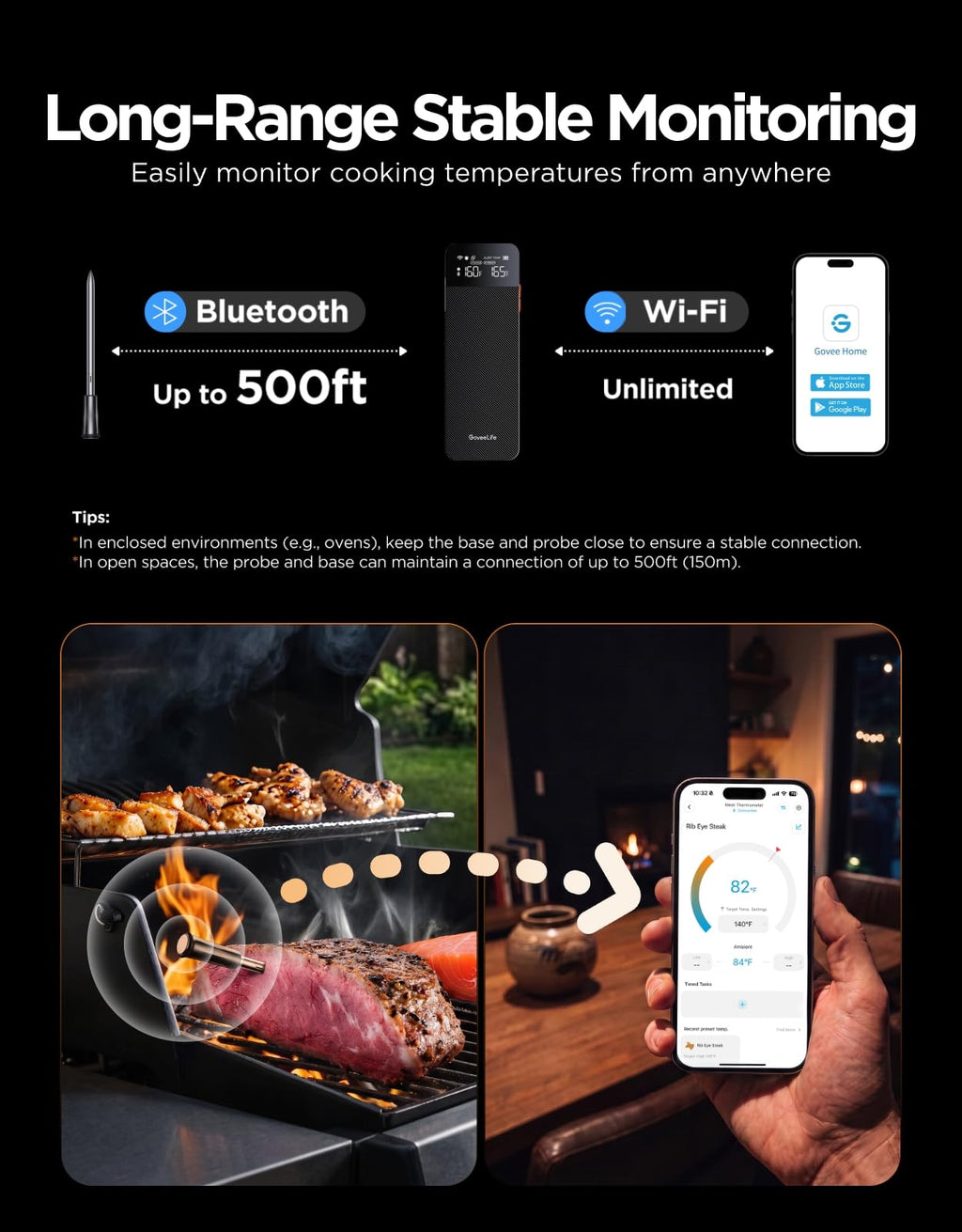 Smart Bluetooth Wireless Meat Thermometer Digital with App Alerts