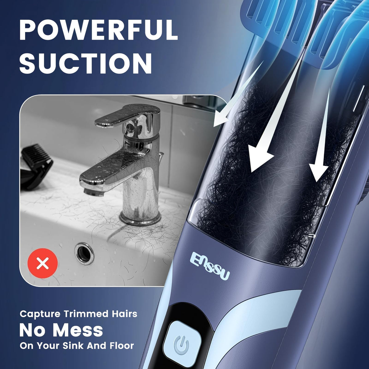Vacuum Beard Trimmer for Men for Less Mess, Cordless Mustache Trimmer