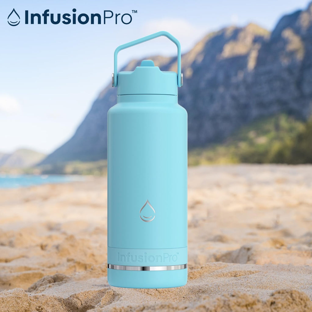 Fruit Infuser Water Bottle with Straw Lid (32 oz) Stainless Steel Vacuum Insulated : 50 Recipe Fruit Infusion eBook :