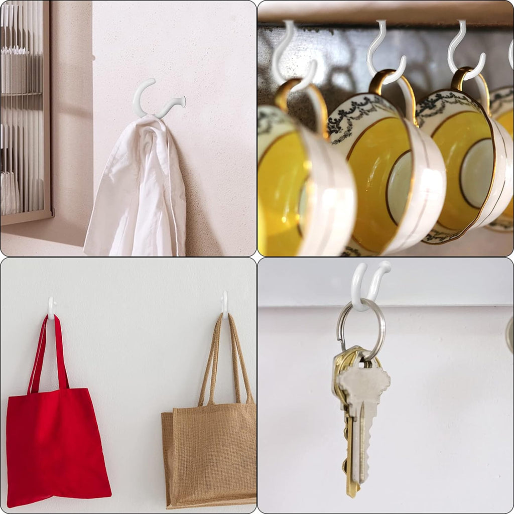 90 Pcs White Ceiling Hooks kit, 6 Sizes Vinyl Coated Screw-in Plant, Kitchen, Cup, Ceiling Hooks for Hanging (1/2in