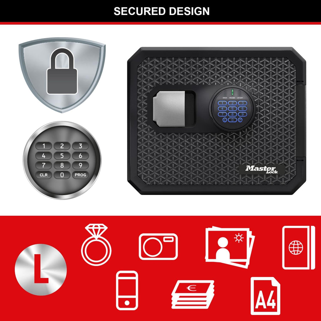 Certified Fireproof and Waterproof Safe, 23L, 417 x 348 x 478 mm, Digital Combination with Backlit Keypad