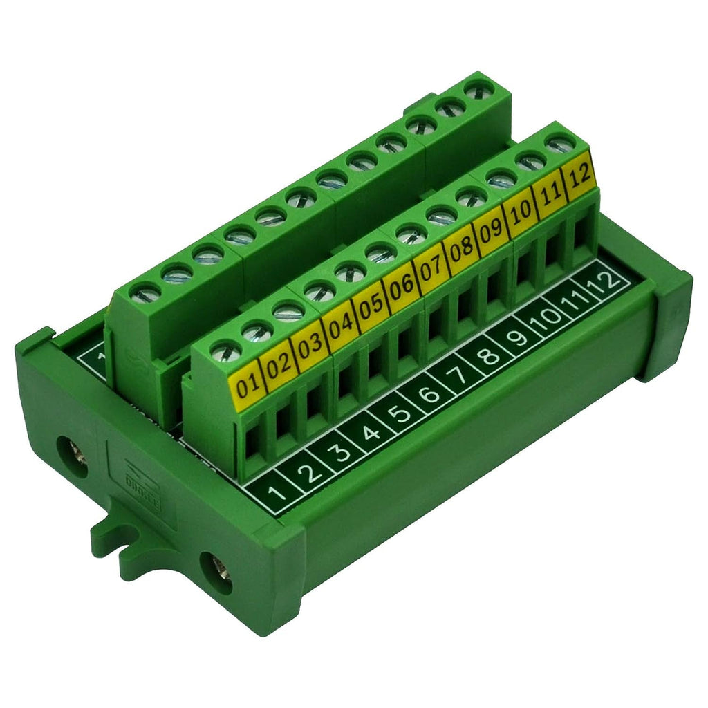 Screw Mount 24A/400V 12 Position Screw Terminal Block Distribution Module