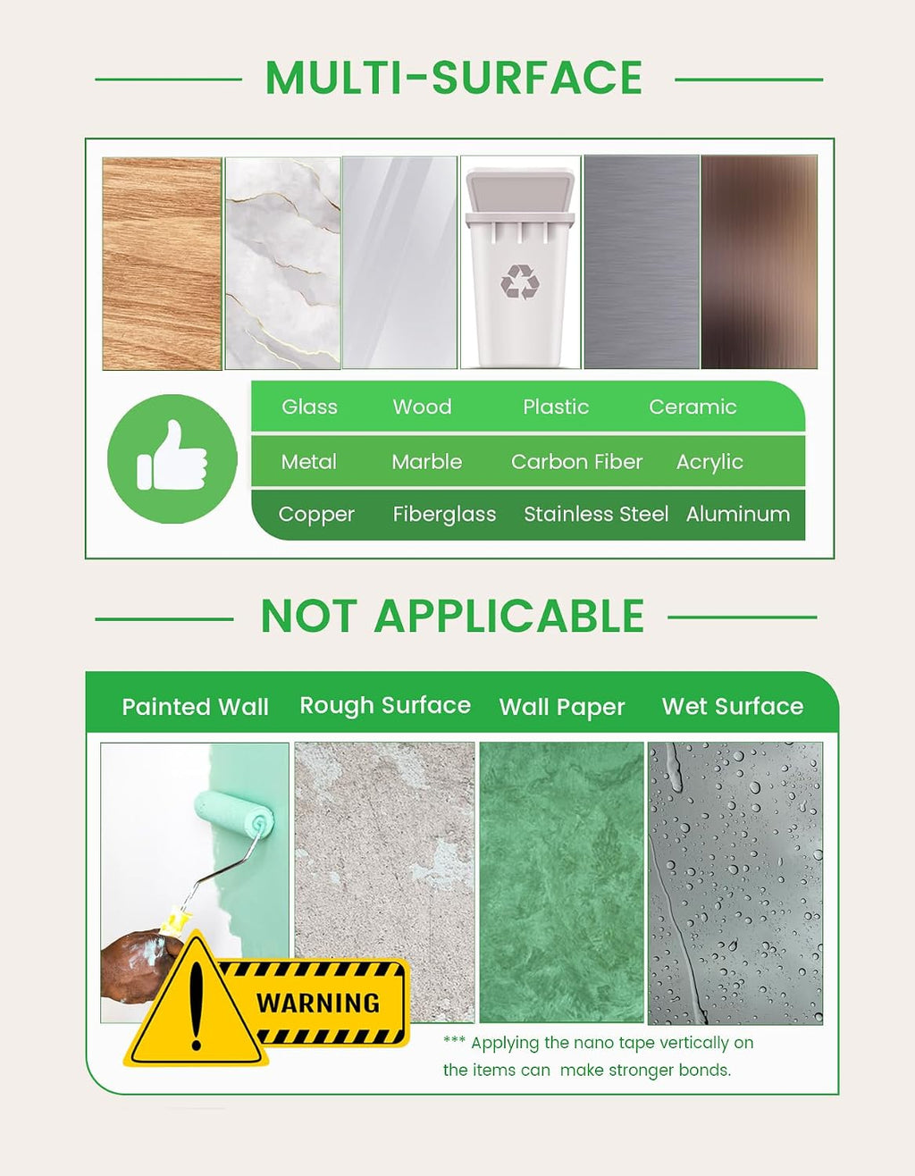 Double Sided Tape Heavy Duty, Double Sided Mounting Nano Tape 16.4FT, Clear & Tough Two Sided Adhesive Tape