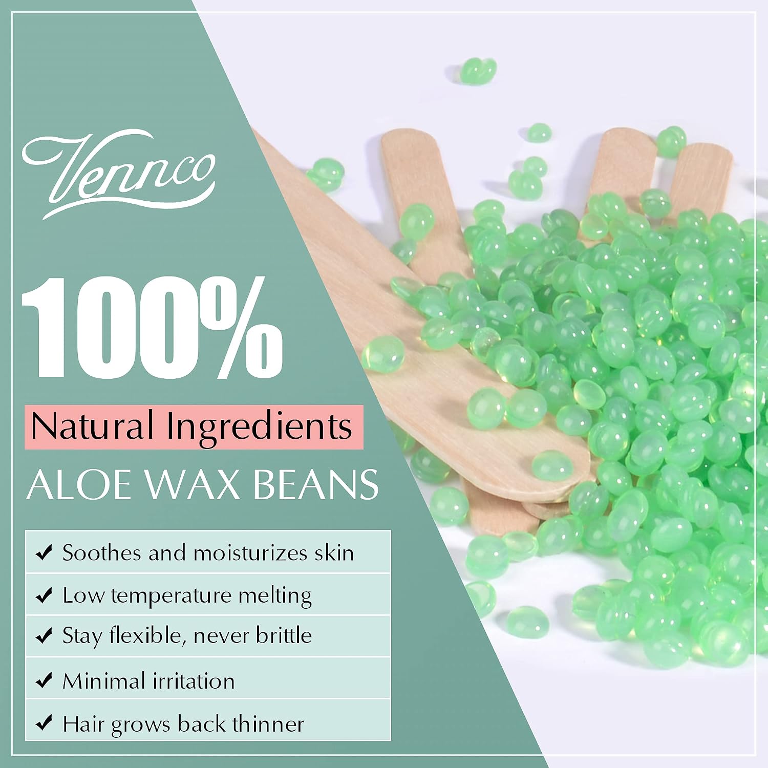 2.5lb Aloe Wax Beads - Hard Wax Beans for Coarse Hair Removal | Gentle Large Refill for Wax Warmer Kit, At-Home &