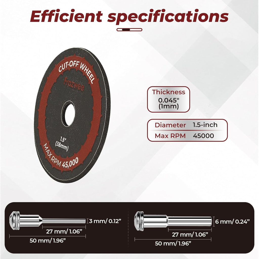 20PCS 1.5" Cut-Off Wheels for Drill,2 Shanks(1/4"+1/8" Mandrel)