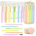 Makeup Brush Set, 18 Pcs Makeup Brushes with 2 Sponges & Travel Bag, Colorful Make up Brushes for Foundation Powder