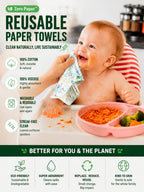100% Cotton Flannel Reusable Paper Towels - 7 Pack Machine Washable - 3 Layers Extra Absorbent, Zero Waste Soft Cloth