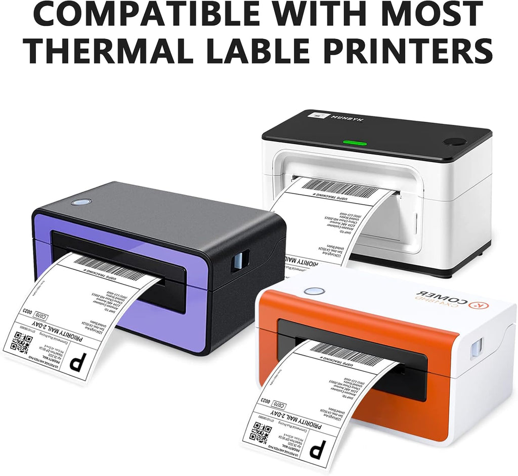 4 x 6 Direct Thermal Labels - 500 Fan-Fold Perforated Labels Per Stack, Premium Adhesive & Perforated, Compatible