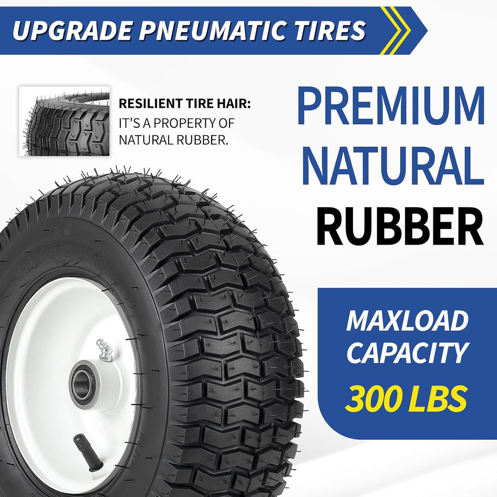 13x5.00-6 Rubber Lawn Mower Tire and Wheel, 2 Pcs Replacement 13x5-6nhs Riding Mowers Lawn Pneumatic Tire with