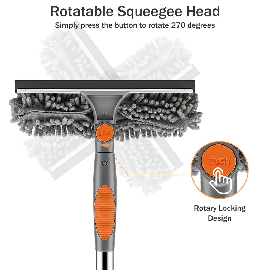 Window Squeegee with 66in Extension Pole 2-in-1 Window Cleaning Kit