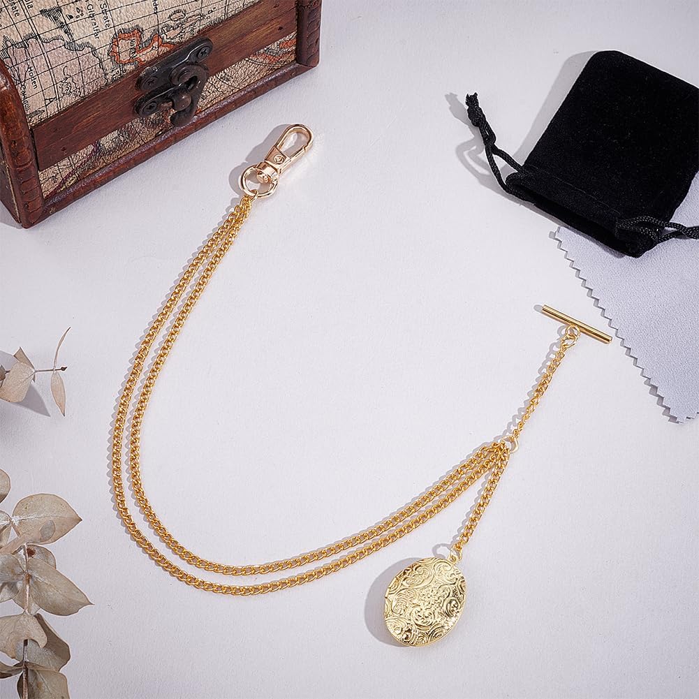 9.4 Inch Golden Watch Chain Suit Wallet Chain Pocket Watch Vintage Style Fob T Bar Men's Pocket Link for Husband