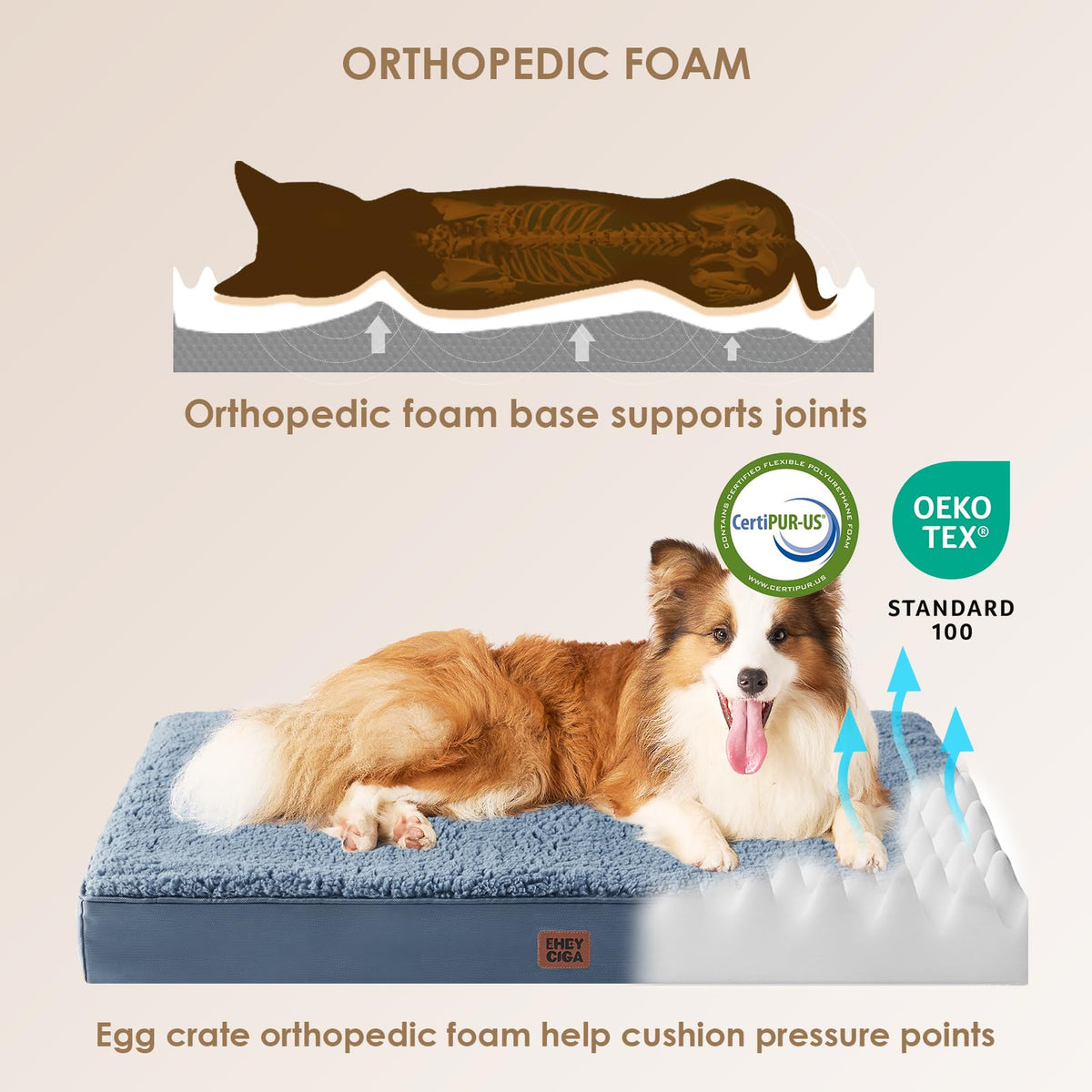 Orthopedic Dog Bed Large with Removable Washable Cover, 36x27