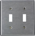 Leviton 2-Gang Toggle Device Switch Wallplate, Standard Size, Device Mount, Stainless Steel, 84009-40