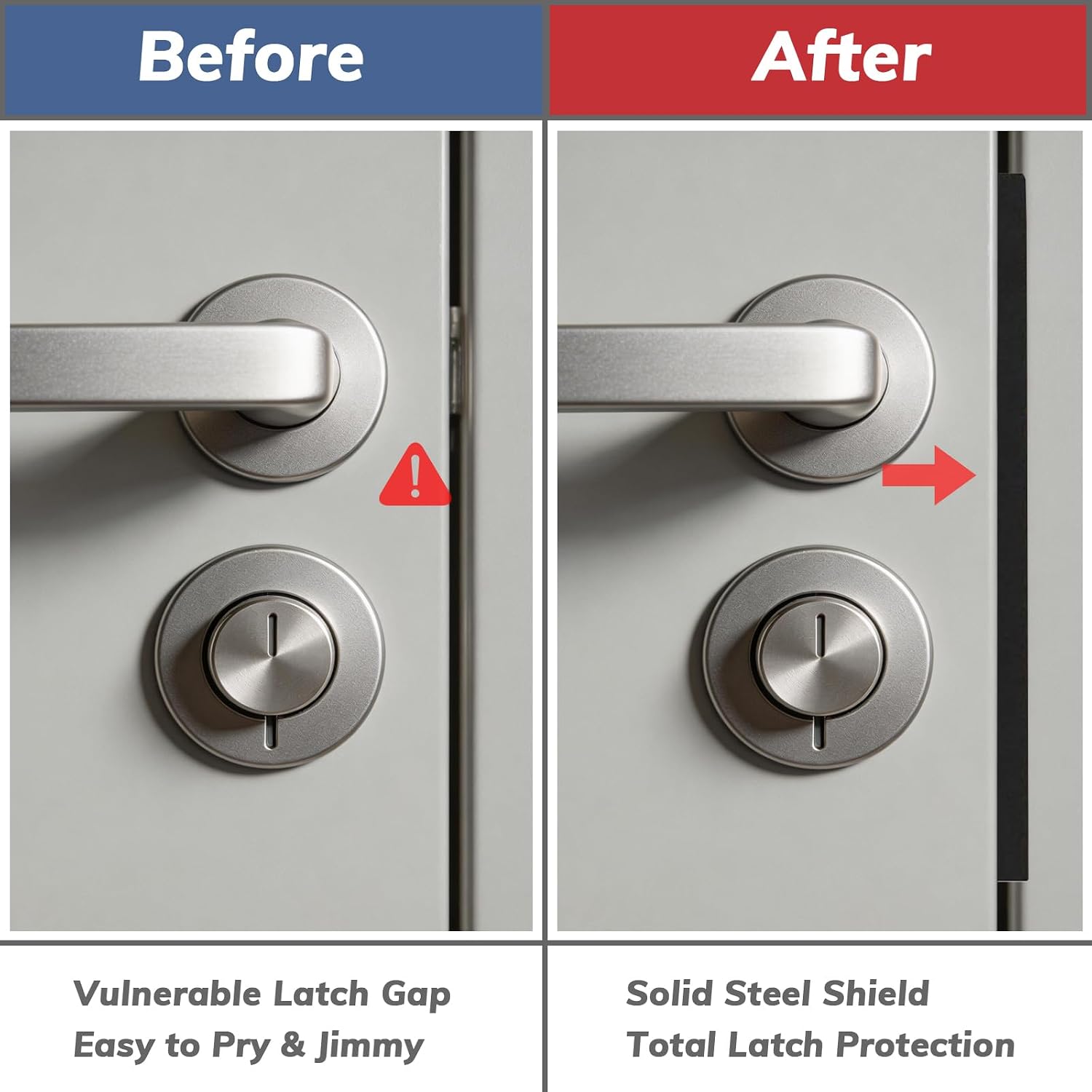 Door Latch Guard Plate for Home Apartment Office Bedroom Outswing Door Security(7-Inch, Black)