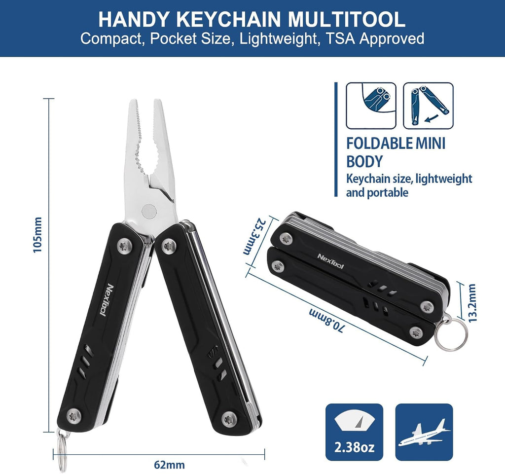 Mini Sailor Lite Keychain Multitool, Bladeless | 9-in-1 Small Multitool, TSA-Compliant, EDC Tools with SIM Extractor