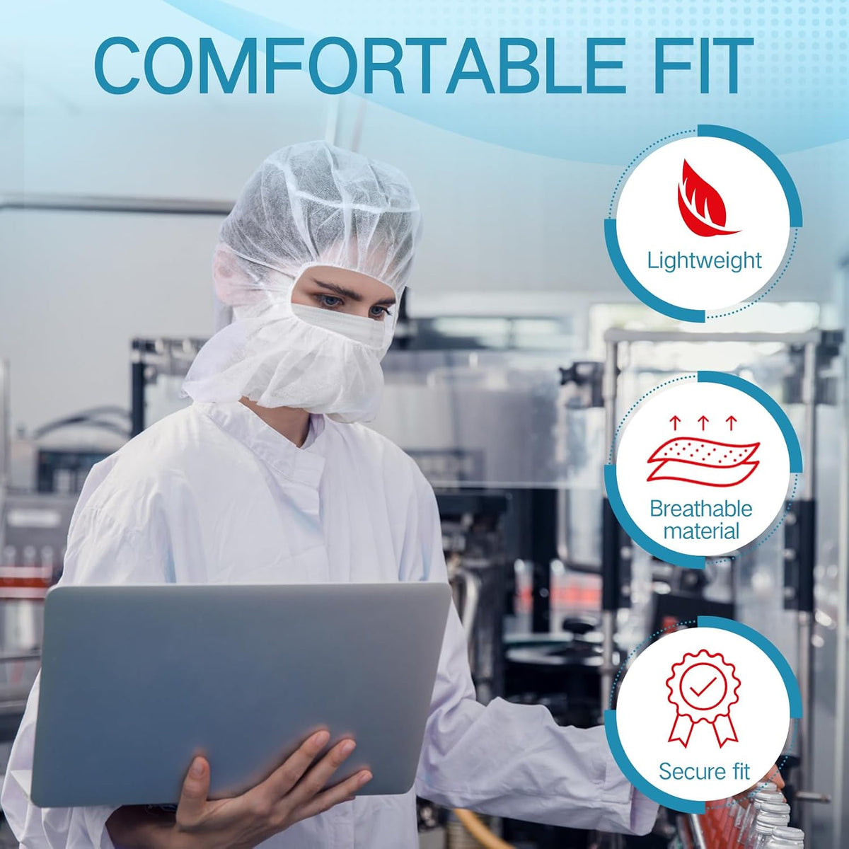 100 Pcs Disposable Hair Nets, Bouffant Hoods for Food Service