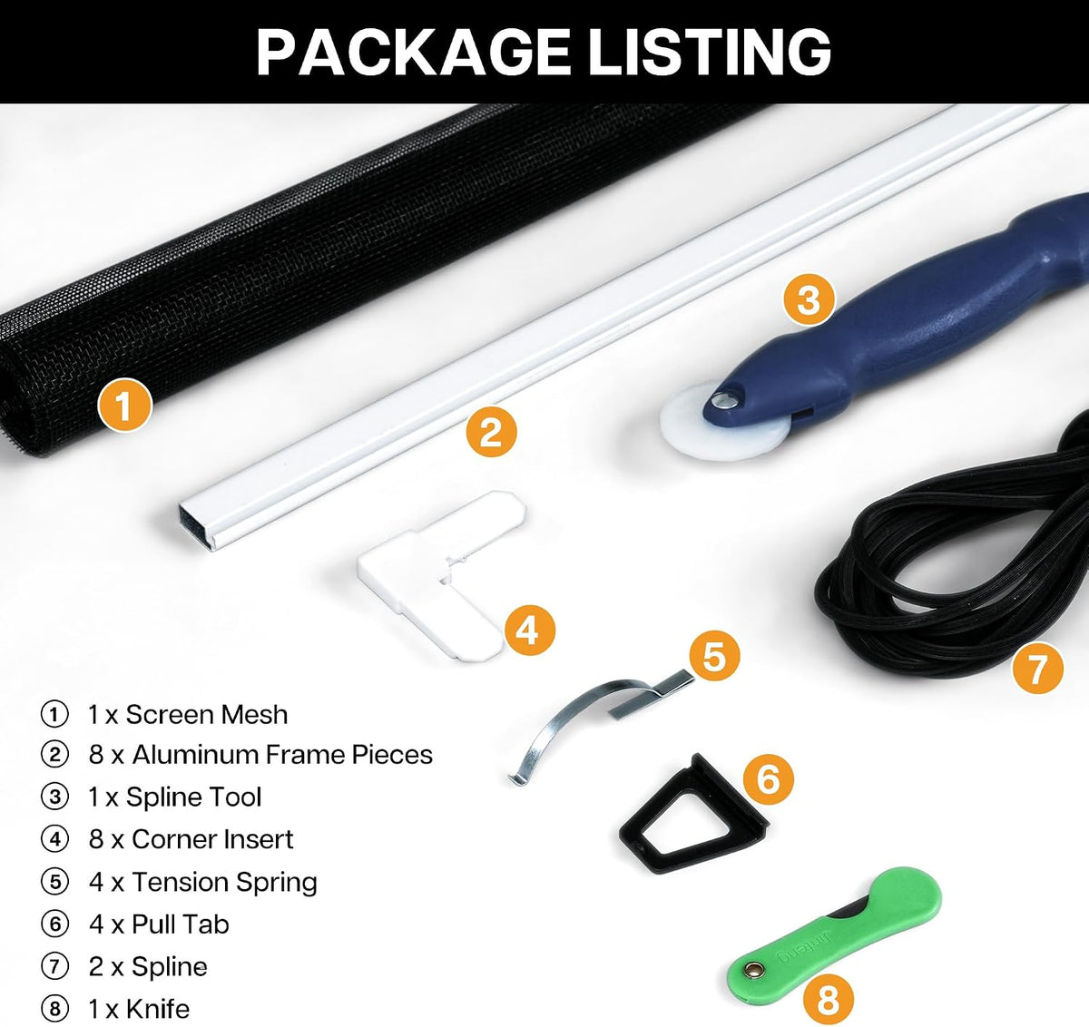 2 Sets DIY Window Screen Frame Kit, White, 46" x 46"