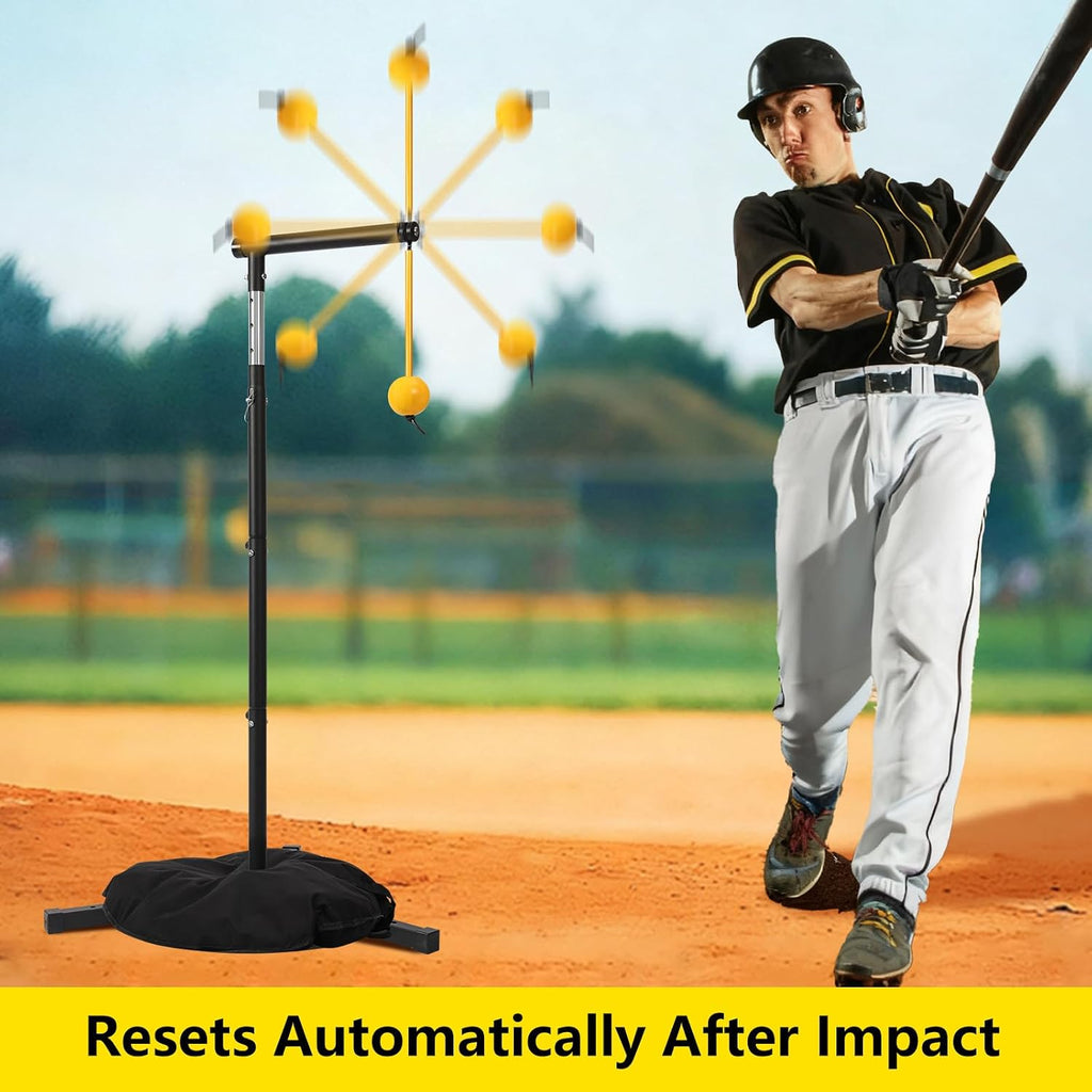 Baseball Softball Batting Tee with Auto Return Ball, Adjustable 21" to 45" Baseball Swing Trainer for All Ages