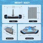 4-in-1 Deluxe Swimming Pool Cleaning Kit - Includes Upgrade Triangular Pool Vacuum Head, Detachable Brush, Deep Leaf