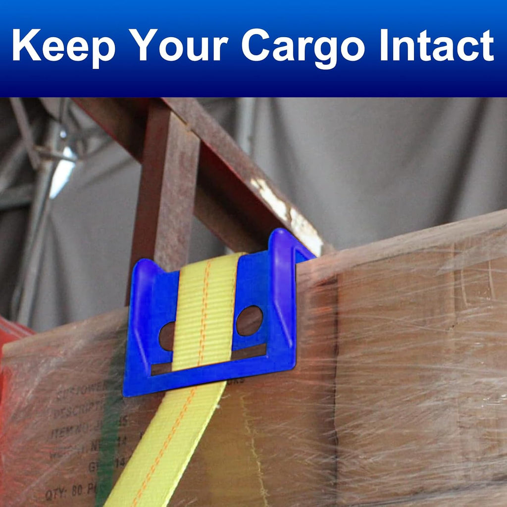 Flatbed Edge Protectors with Carrying Case 4" Winch Ratchet Straps Plastic for Flatbed Cargo Load Truck Shipping