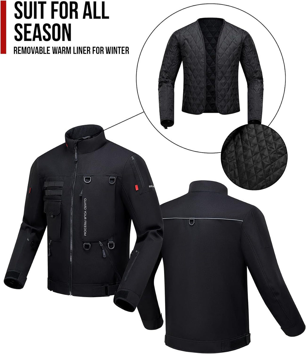Motorcycle Riding Jacket for Men with CE Certified | CE Level 2 Armor, EVA Back Protector, Removable Liner