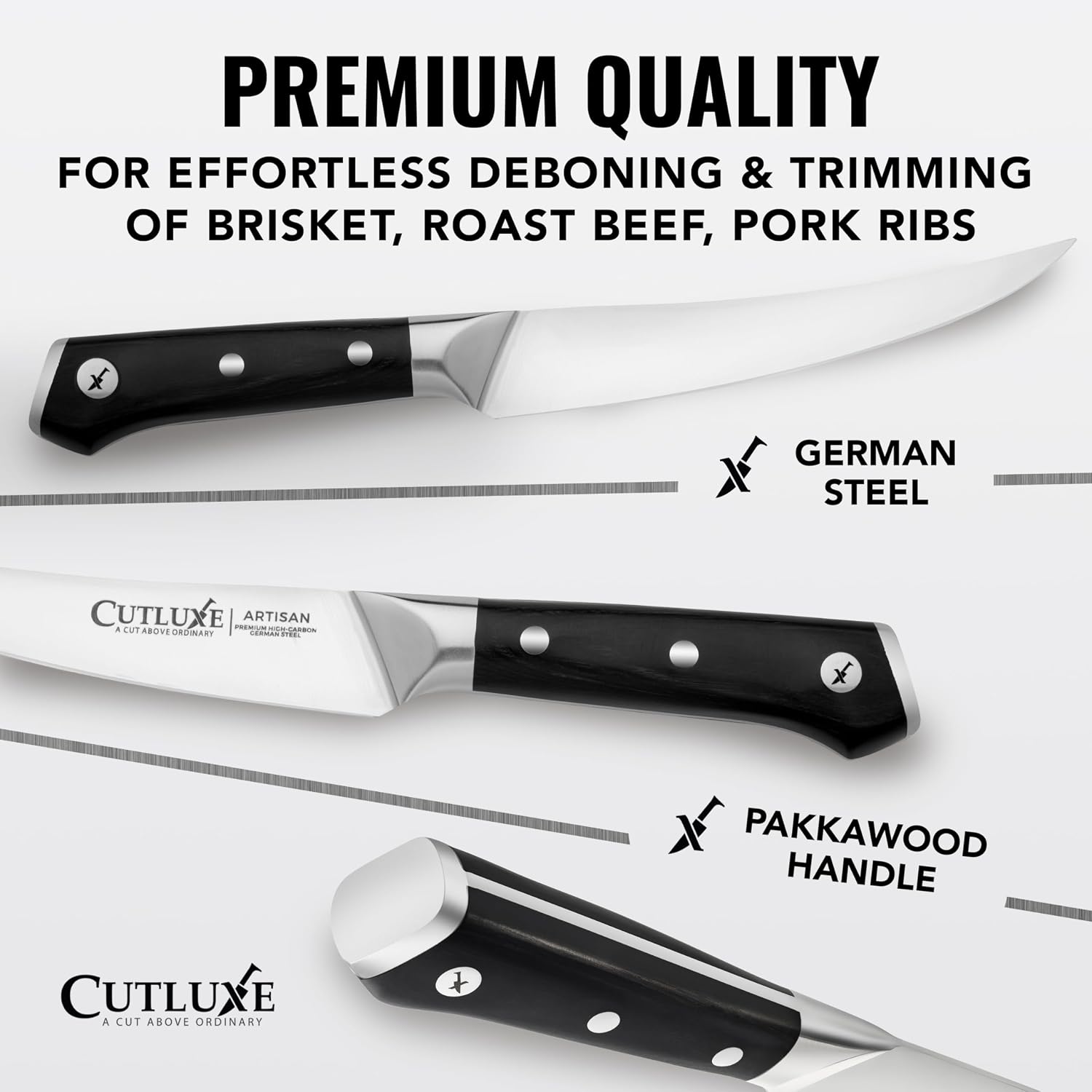 Curved Boning Knife, 6" for Meat Cutting & Trimming – Fillet Knife