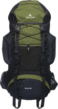 Teton 55L Scout Internal Frame Backpack for Hiking, Camping, Backpacking, Travel, Rain Cover Included, Olive