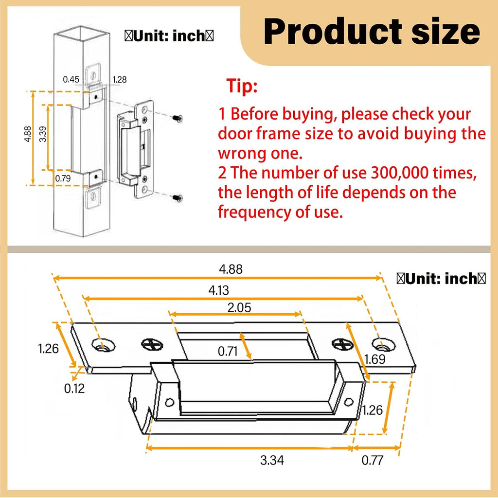 Heavy Duty Electric Door Strike Lock，ANSI Standard Fail-Secure/Fail-Safe Electric Strike Lock for Door Access Control