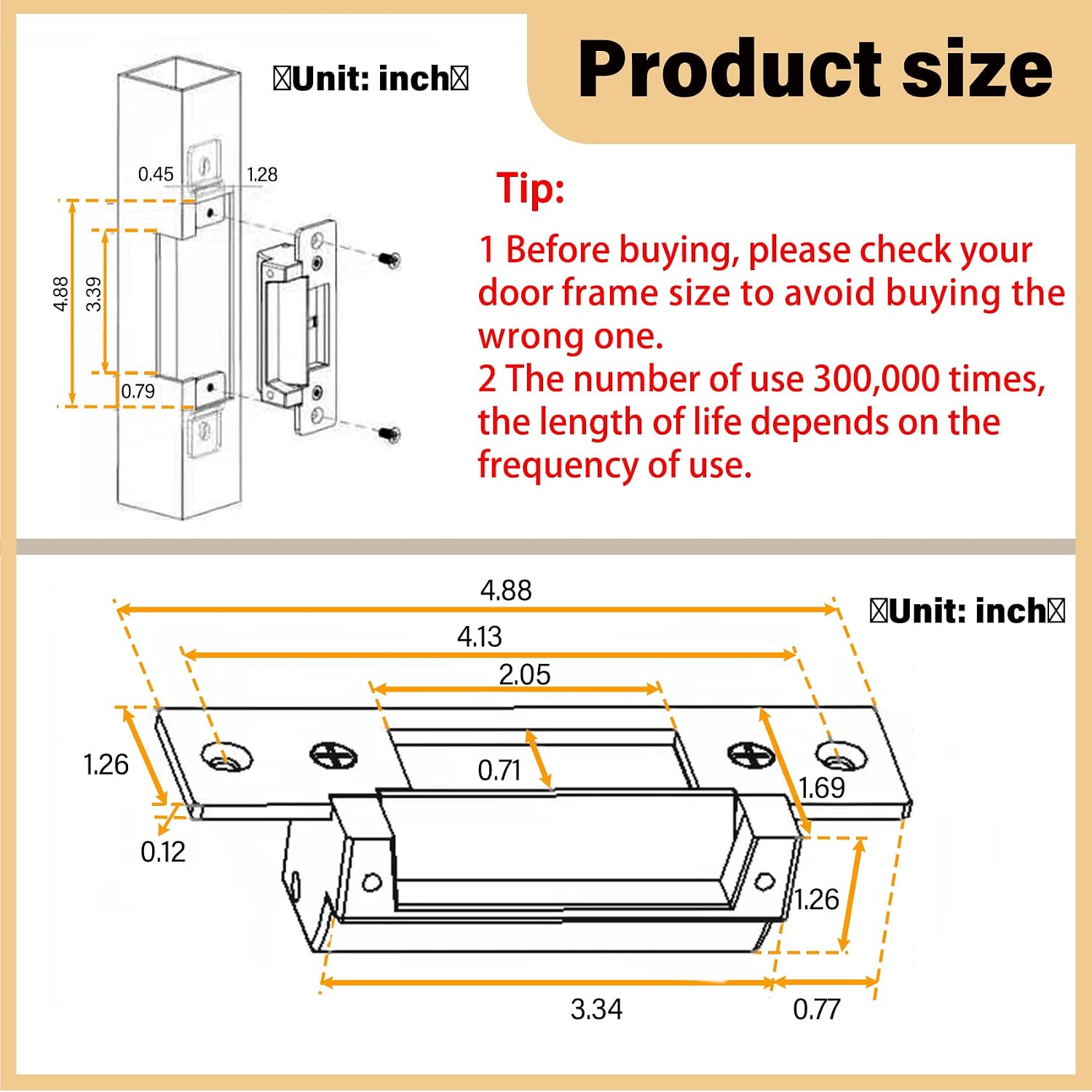 Heavy Duty Electric Door Strike Lock，ANSI Standard Fail-Secure/Fail-Safe Electric Strike Lock for Door Access Control
