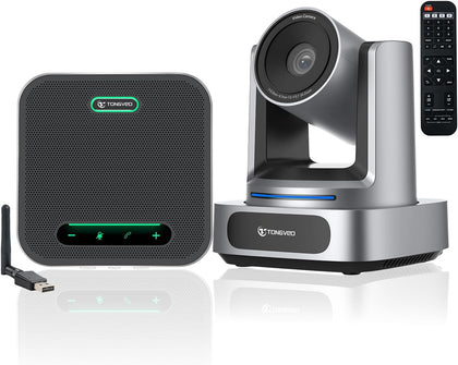 4K Conference Room Camera System, AI Auto-Tracking 4K PTZ Camera 3x Optical Zoom 92° Wide-Angle and Bluetooth