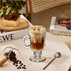Set Of 6 Irish Coffee Mugs - 8oz Irish Coffee Glasses With Handle High Base - Clear Mugs For Latte, Cappuccino, Hot