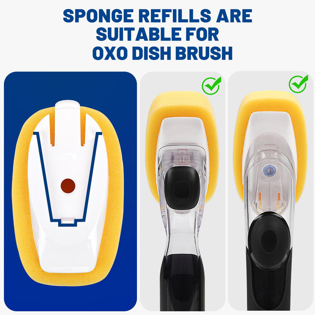 Sponge Brush Refills for OXO Dish Brush 6 Pack Soap Dispensing Dish Refills