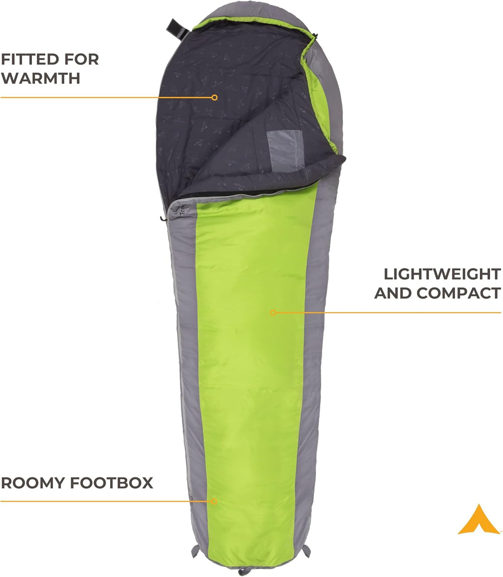 Teton 20F and 5F Degree Sleeping Bag; Lightweight, Warm Weather Mummy Sleeping Bags for Adults and Kids, Camping