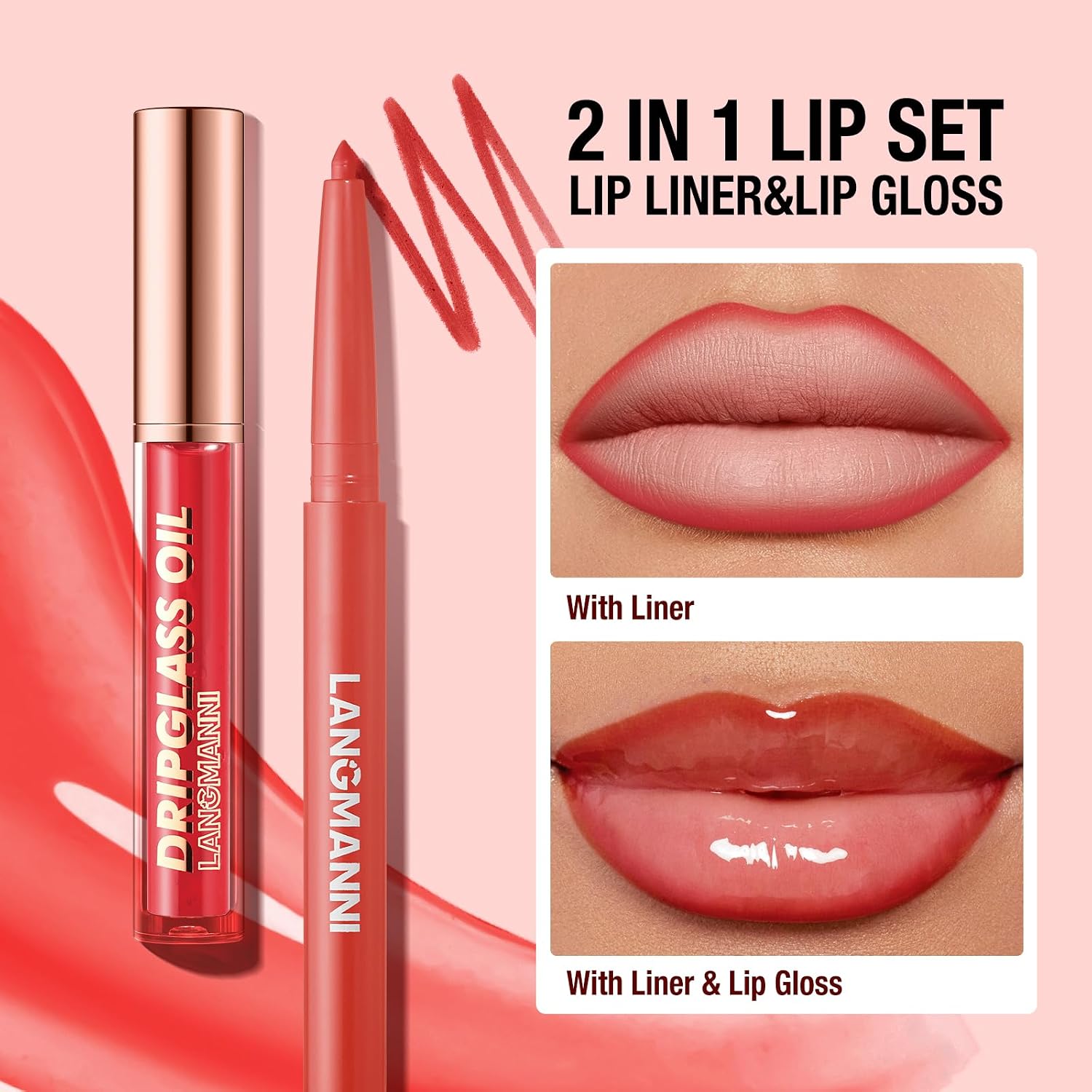 6 Matte Lip Liner With 6 Nourishing Lip Oil Lip Gloss Set, Long-Lasting And Hydrating 2 IN 1 Makeup Set, Beauty Daily