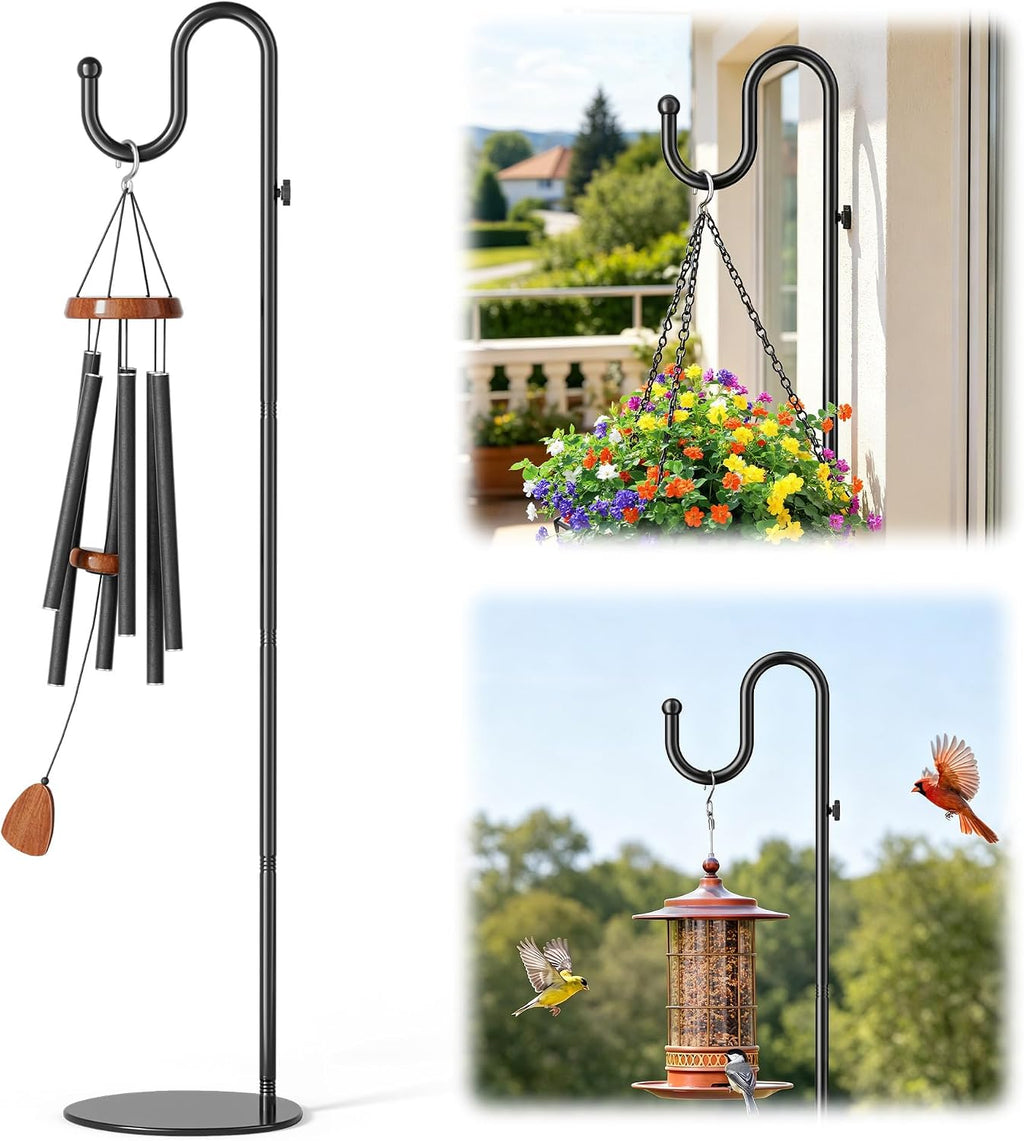 74" Shepherds Hook Stand: Hanging Bird Feeders, Wind Chimes, Plants