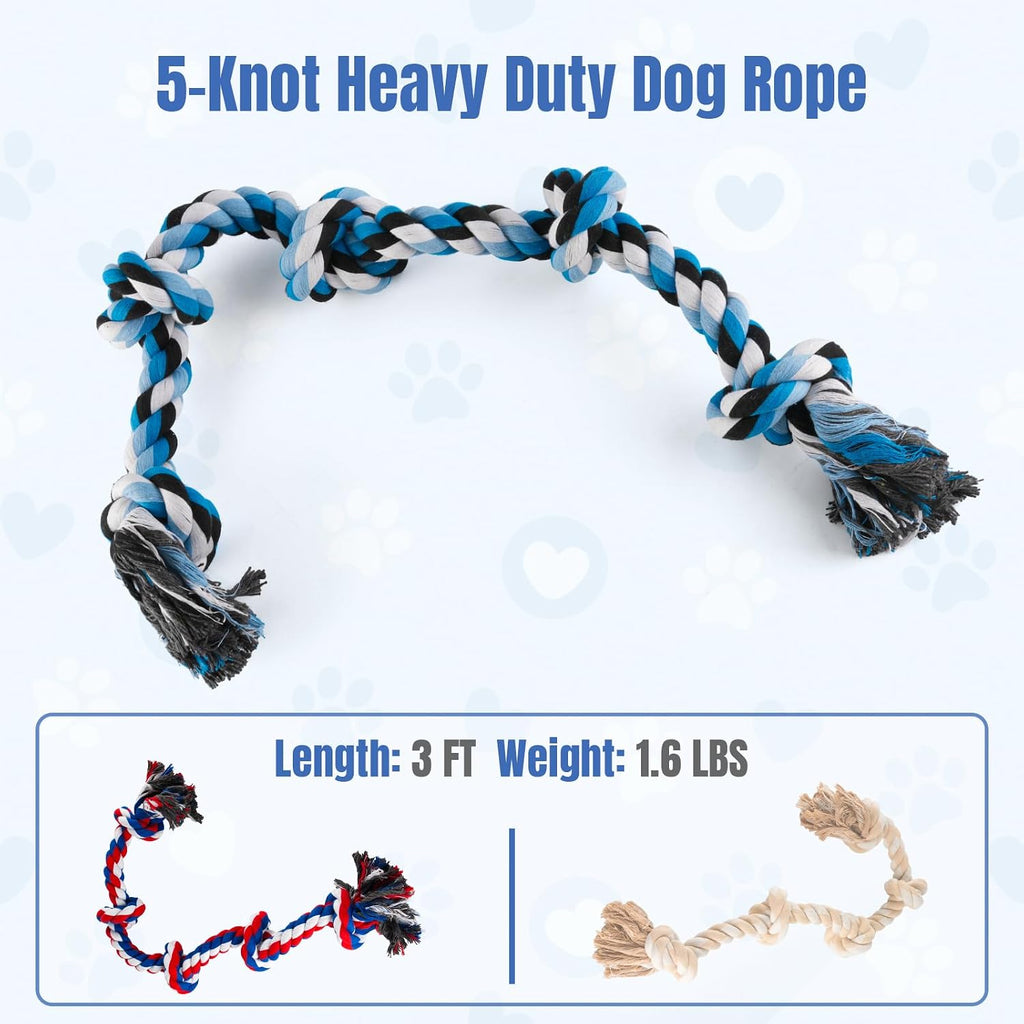 Dog Rope Toys for Aggressive Chewers, Interactive Heavy Duty Dog Toys for Medium Large Dogs, Tough Twisted Rope Toy