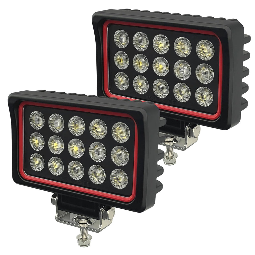 Lampzone 150W 6 Inch LED Work Lights for Truck, 12V Flood Light (Red Frame)