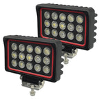Lampzone 150W 6 Inch LED Work Lights for Truck, 12V Flood Light (Red Frame)