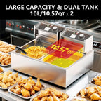 Commercial Deep Fryer 21QT/20L with Double Baskets & Temperature Control