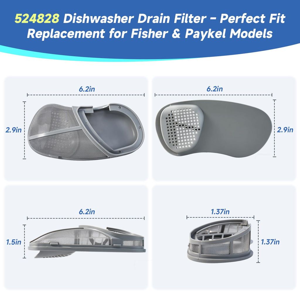 524828 Dishwasher Drain Filter Assembly Replacement for Fisher & Paykel