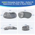 524828 Dishwasher Drain Filter Assembly Replacement for Fisher & Paykel