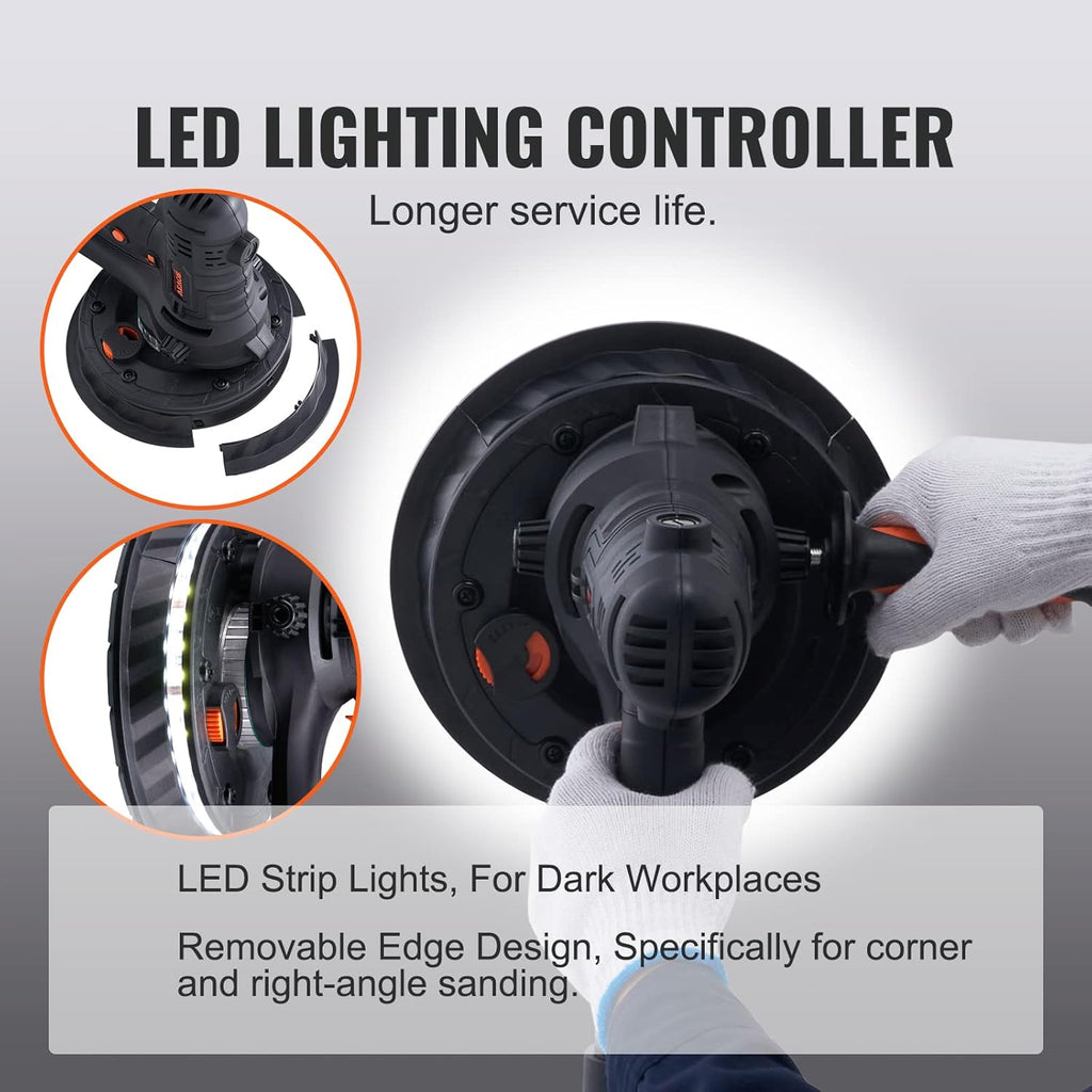Drywall Sander, 800W Electric Sander with 12 Sanding Discs, Variable Speed 1200-2300 RPM Wall Sander with Automatic