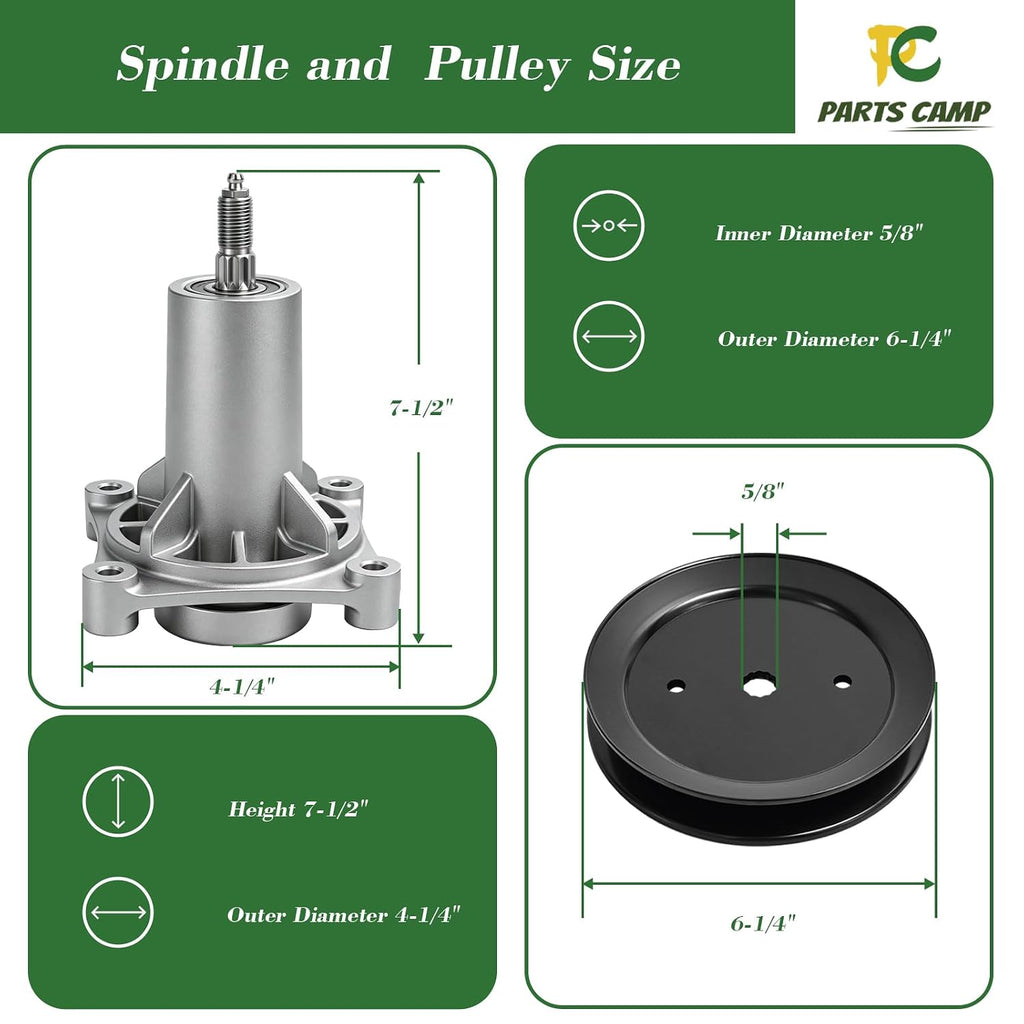 Parts Camp (2 Set) 187292 192870 Deck Spindle Assembly with 195945 Pulley